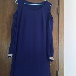 Royal blue dress with rhinestone wristbands
